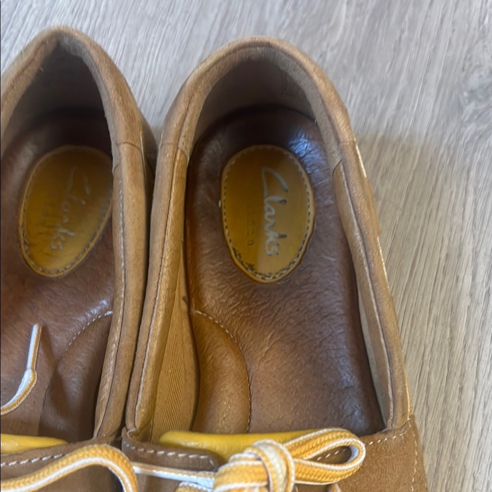 Clarks Women's Yellow Leather Loafers - Picture 2 of 6